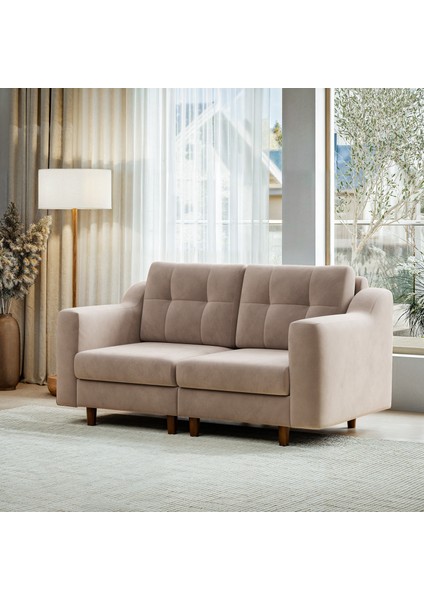 Robin Modüler Ikili Koltuk - Kadife - Krem