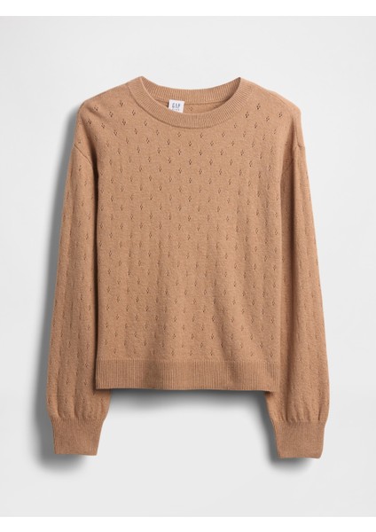 Kız Çocuk Kahverengi Cashsoft Relaxed Pointelle Kazak indirimleri