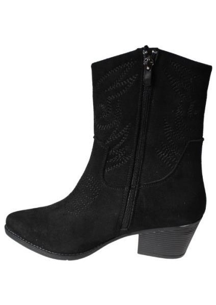 Yazkış Kadın Siyah Taba Süet Üzeri Desenli 5cm Kalın Topuk Kovboy Botu modelleri