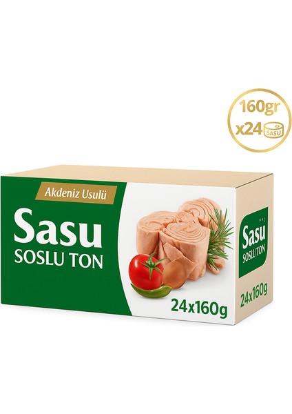 Akdeniz Usulü Ton Balığı 1 Koli 24x160 gr Bütün Dilim