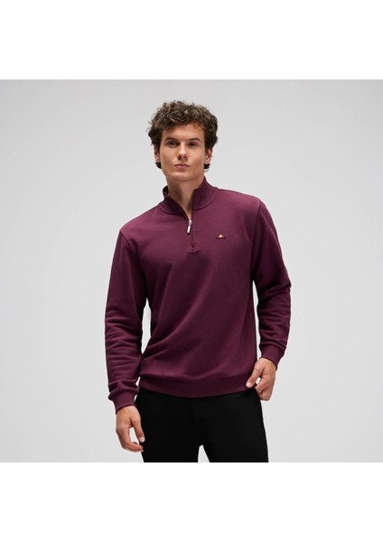EF580-BRD Yarım Fermuarlı Erkek Sweatshirt - Bordo