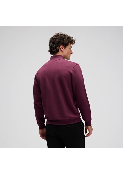 EF580-BRD Yarım Fermuarlı Erkek Sweatshirt - Bordo fiyatları