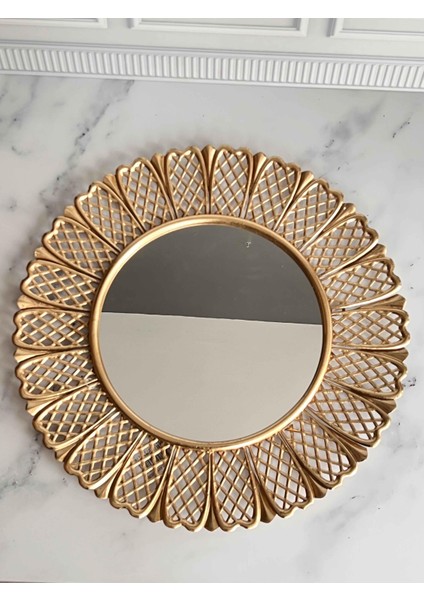 Solaris Eskitme Gold Dekoratif Duvar Aynası -60CM