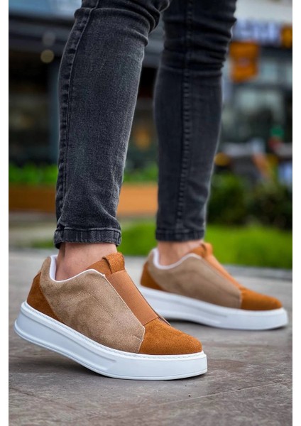 Techmrt KB-007 Kuback Vizon Taba Yüksek Taban Tek Bant Bağcıksız Günlük Erkek Ayakkabı (Numara: 43) fiyatları