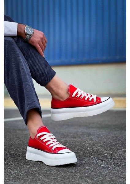 Techmrt Kb-Cx-3 Kuback Kısa Kırmızı Keten Beyaz Yüksek Taban Spor Ayakkabı (Numara: 44) modelleri