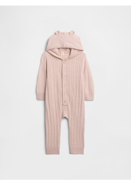 Bebek Pembe Cashsoft Cable Knit Tulum
