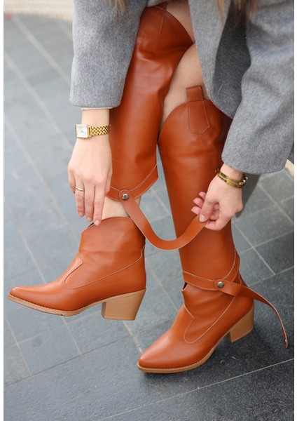 Techmrt Milla Taba Cilt Tak Çıkar Topuklu Bot ve Çizme (Numara: 36) fiyatları