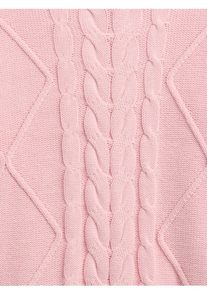 Kız Çocuk Açık Pembe Kids Relaxed Cable Örgü Kazak fiyatları