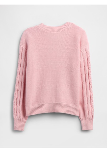 Kız Çocuk Açık Pembe Kids Relaxed Cable Örgü Kazak indirimleri