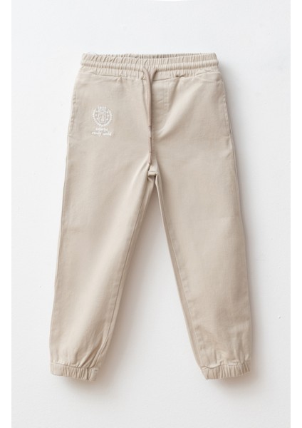 Erkek Çocuk Gabardin Jogger Pantolon Krem GB501
