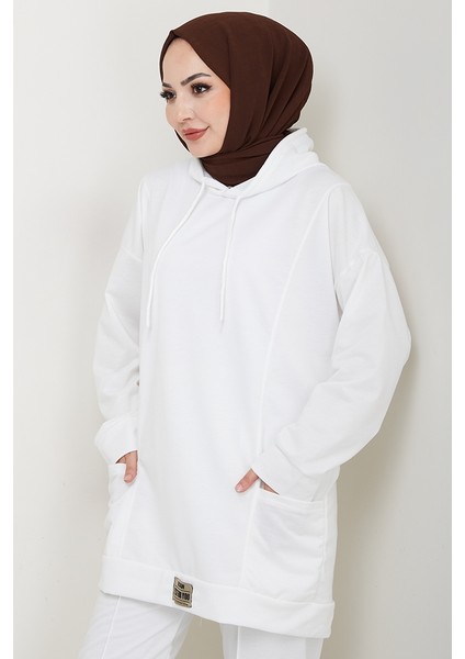 Çift Cepli Kapüşonlu Ikili Takım 1663 - Beyaz fırsatları