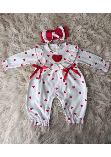 Kırmızı Kalpli Bebek Tulumu ve Bandana %100 Pamuklu Tulum Bebek Giyim fiyatları