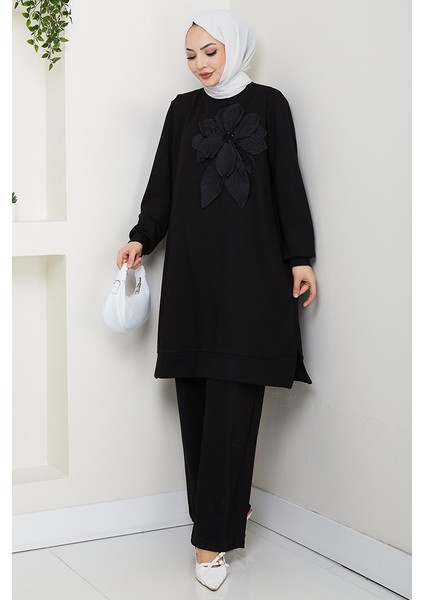 Çiçek Detay Oysho Ikili Takım 1662 - Siyah