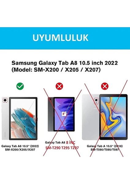 Samsung Galaxy Tab A8 10.5 SM-X200 2021 Kılıf 360 Dönebilen Standlı Case fiyatları