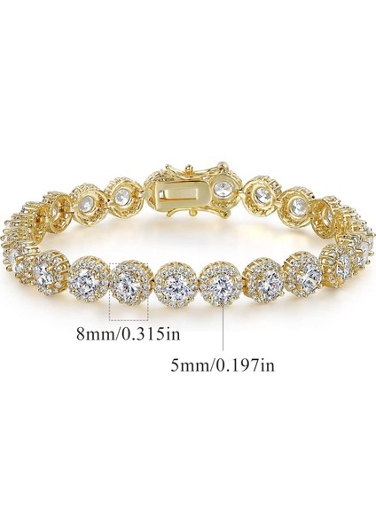 Tenis Bilekliği Bakır Kakmalı Zirkon Takı (Yurt Dışından)