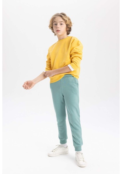 Erkek Çocuk Beli Paçası Lastikli Basic Düz Jogger Eşofman Altı