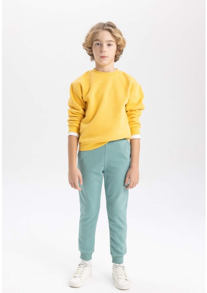 Erkek Çocuk Beli Paçası Lastikli Basic Düz Jogger Eşofman Altı