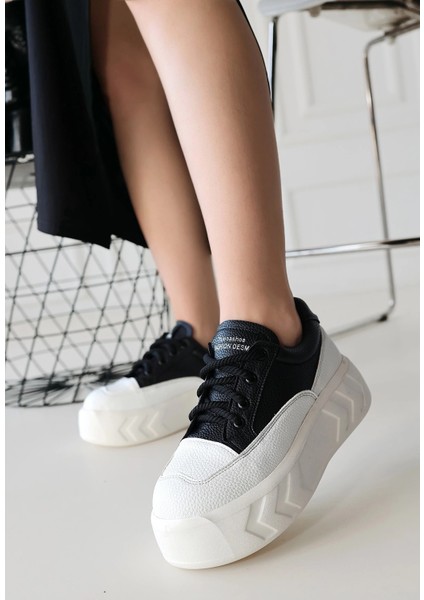 Techmrt Emwa Siyah Cilt Bağcıklı Spor Ayakkabı (Numara: 38)