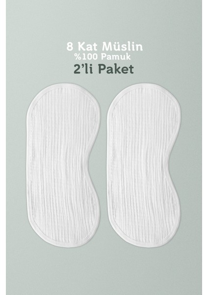 8 Katlı Müslin Bebek Omuz Mendili - %100 Pamuk - 2'li Paket - Omuz Örtüsü -Ekru Renk