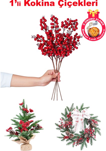 1 Adet Kokina Çiçeği Kokina Demet Yılbaşı Süsü Yapay Çiçek Yapak Kokina El Yapımı Çiçek Yılbaşı Çiçeği