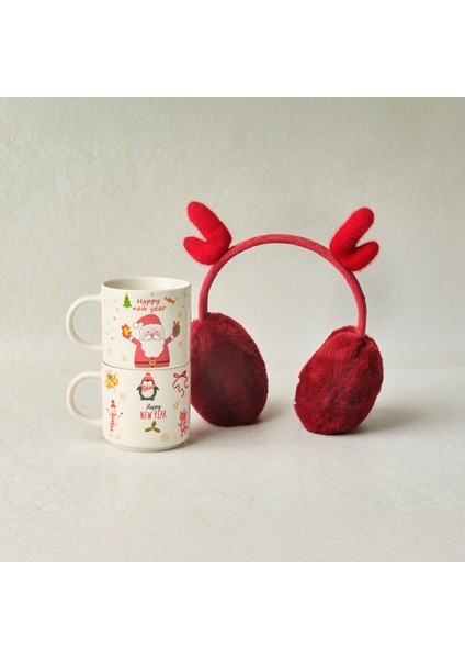 Karaca New Year Yılbaşı Puffy 2 Kişilik Kulaklıklı Kupa Seti