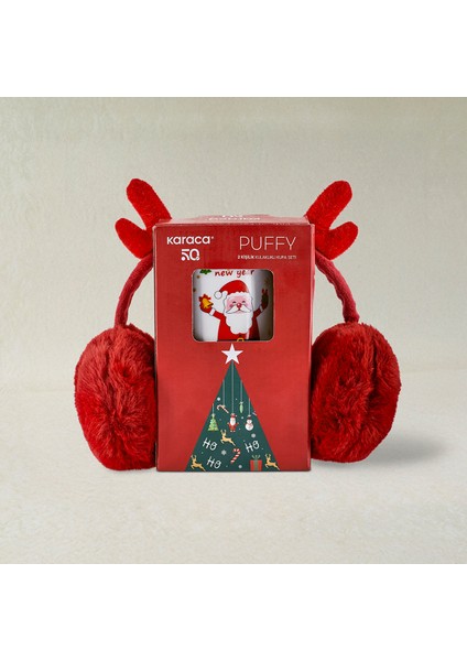 Karaca New Year Yılbaşı Puffy 2 Kişilik Kulaklıklı Kupa Seti modelleri