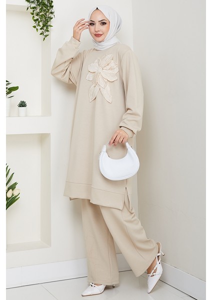 Çiçek Detay Oysho Ikili Takım 1662 - Bej modelleri