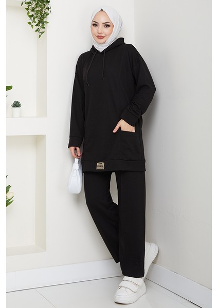 Çift Cepli Kapüşonlu Ikili Takım 1663 - Siyah