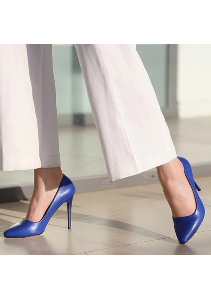 Techmrt Jilya Mavi Cilt Stiletto Ayakkabı (Numara: 40) fırsatları