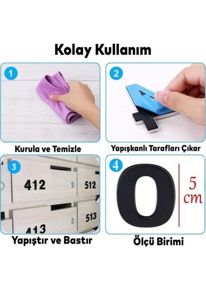 Kapı Numarası Yapışkanlı Küçük Boy 50 mm 5 cm Numara 0 Rakam Sıfır Sayı Siyah Renk Numaralar 1 Adet fiyatları