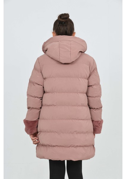 Kız Çocuk Kol ve Kapüşonda Kürk Detay Cepli Çıkabilir Kapüşon Şık Kışlık Kız Çocuk Mont fiyatları