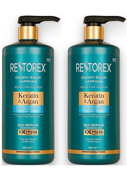 Keratin Argan Onarıcı Bakım Şampuanı 900 ml 2 Adet