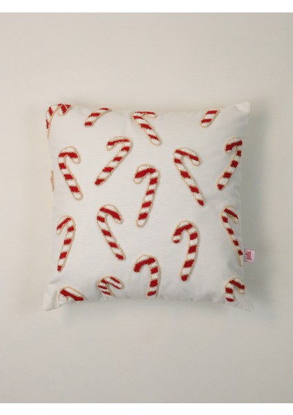 Candy Rain Simli - Yılbaşı Serisi Noel Şekeri Punch Kırlent Yastık Kılıfı