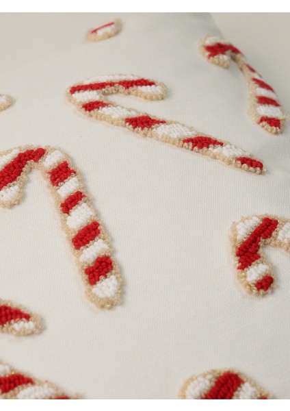 Candy Rain Simli - Yılbaşı Serisi Noel Şekeri Punch Kırlent Yastık Kılıfı fırsatları