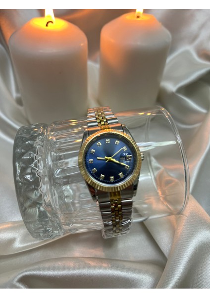 Kadın Çelik Gümüş Gri-Gold Kol Saati