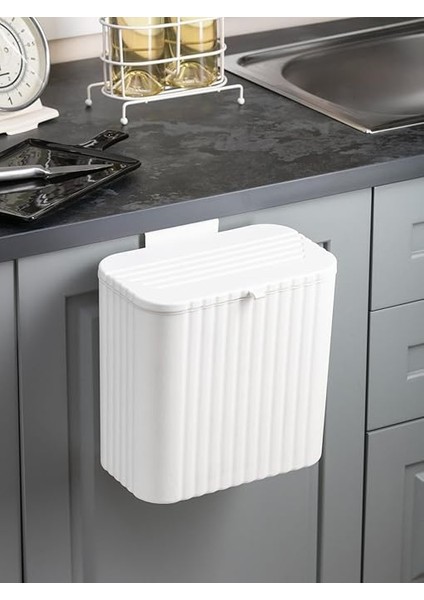 Mutfak Tezgah Üstü ve Dolap Askılı Çöp Kovası 15 Lt Beyaz (NKS158-2)