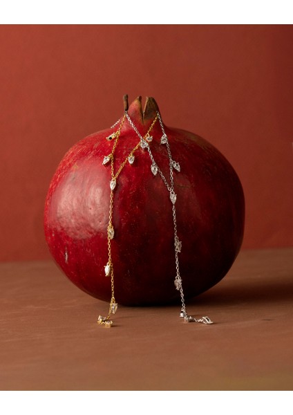 925 Ayar Gümüş Altın Renkli Y Lariat Kolye – Damla ve Baget Zirkon Taşlı Minimal Katmanlı Kolye - Silveria Jewels fiyatları