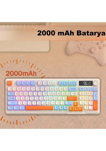 Kablosuz Çift Modlu Dijital Ekranlı Rgb Aydınlatmalı 96 Tuş Yarı Mekanik Oyuncu Klavyesi fiyatları