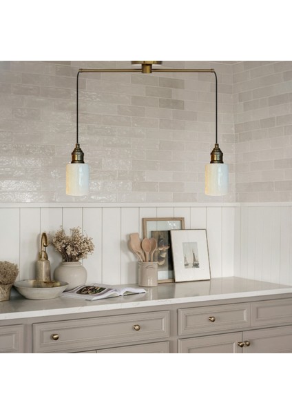 Tiny Beyaz Cam Ikili Metal Çubuk Avize Lale Başlık Retro Sarkıt Lamba Restoran Salon Aydınlatma fiyatları