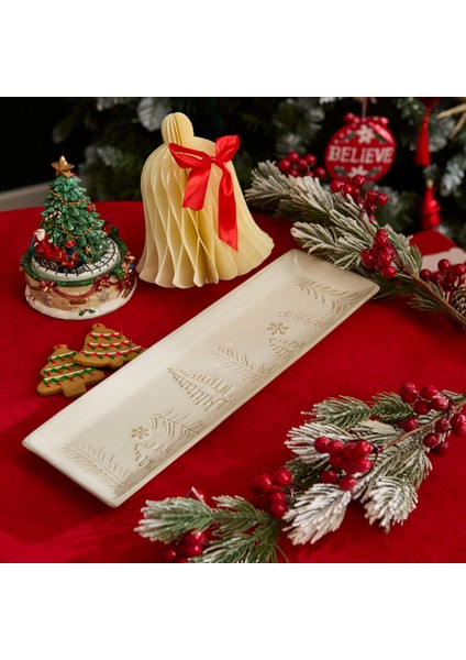 New Year Yılbaşı Trees Dekoratif Tabak 37,4 x 11,7 x 2,4 cm