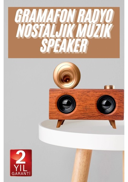 Gramafon Nostaljik Radyo Yüksek Ses Kalitesi USB Tf Kart Aux
