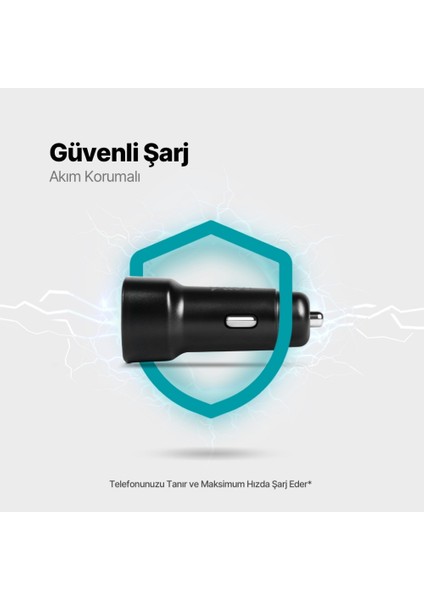 Smartcharger Araç Şarj Aleti, Trio Kablo, 2.4A, 12 W, Siyah