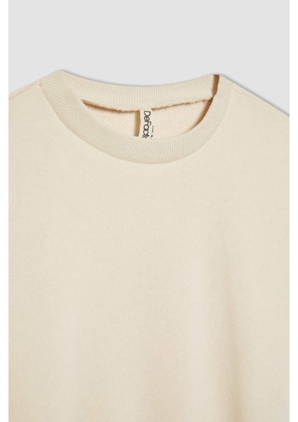 Kız Çocuk Bisiklet Yaka Basic Düz Sweatshirt B7788A8NS