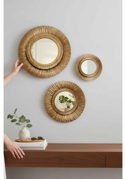 Solar Gold Kabartmalı 3'lü Ayna Seti