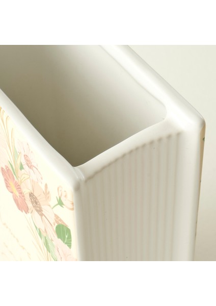 Book Seramik Vazo Krem (14X7X20 Cm)