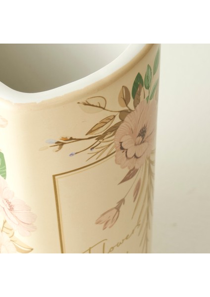 Book Seramik Vazo Krem (14X7X20 Cm)