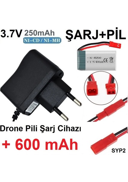 Drone Pili Şarj Cihazı + 600 Mah Pil Syp2 Ph Mx2.0 Fiş Güç Adaptörü 3.7V 250MAH Garantili