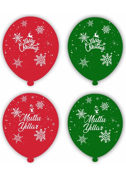 10 Adet Mutlu Yıllar& Merry Christmas Baskılı Yılbaşı Balonları–parti Dekoru,yeni Yıl Kutlama Balonu7 Li Balon Standlı modelleri