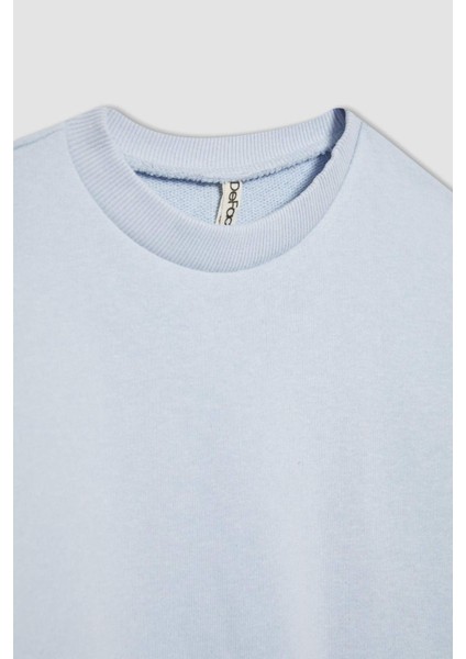 Kız Çocuk Bisiklet Yaka Basic Düz Sweatshirt B7788A8NS