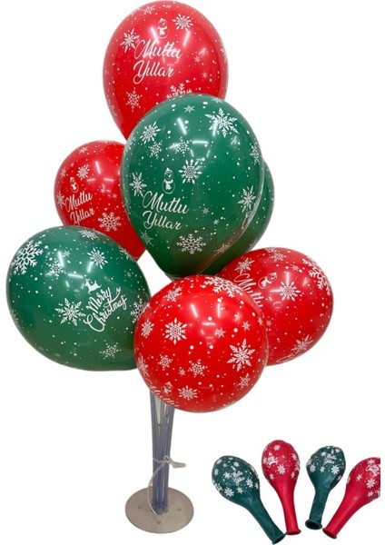 10 Adet Mutlu Yıllar& Merry Christmas Baskılı Yılbaşı Balonları–parti Dekoru,yeni Yıl Kutlama Balonu7 Li Balon Standlı fiyatları
